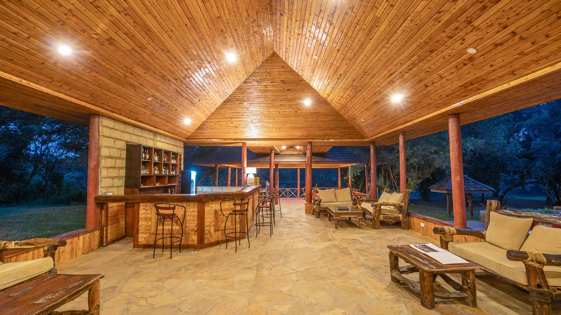 The lounge at Royal Mara Safari Lodge